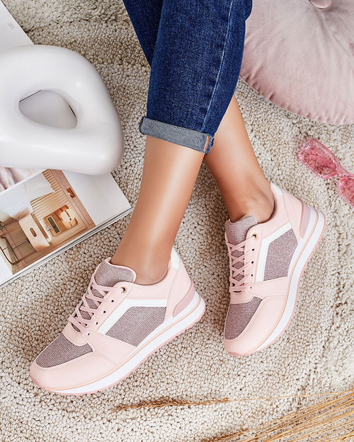 Рожеві жіночі кросівки з блискітками Berilan