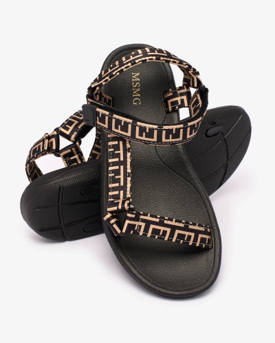 Royalfashion Schwarze und braune Damen-Sport-Sandalen mit Druck Iberifa