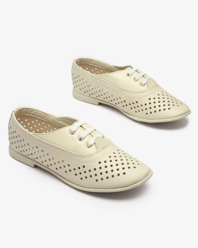 Beige durchbrochene Mokassins für Kinder Janno- Footwear