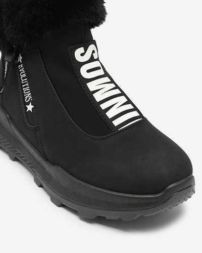 OUTLET Schwarze isolierte Damenstiefel mit Fell Scherr- Footwear