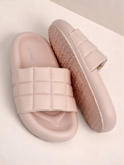 Royalfashion Damen Pantoletten mit flacher Sohle Quilt Walk