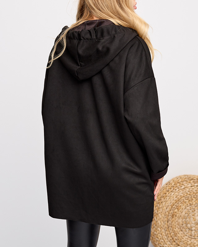 Schwarze Öko-Wildlederjacke für Damen - Kleidung