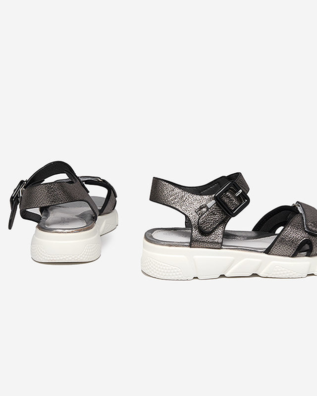 Graphitglänzende Mädchensandalen Jenilo - Schuhe