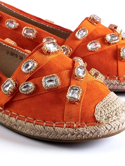 Orange Damen-Espadrilles mit Wamba-Kristallen - Schuhe
