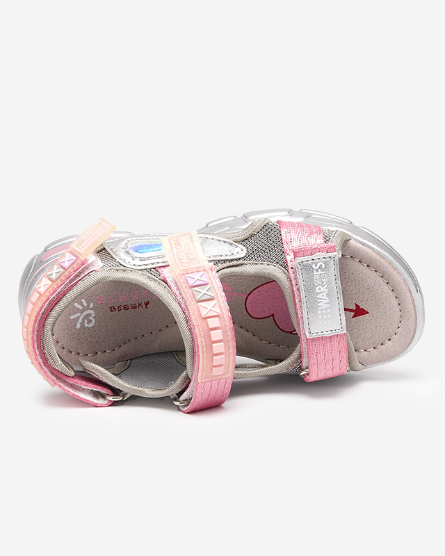 Kindersandalen in Silber und Rosa mit Klettverschluss Mepoti - Footwear