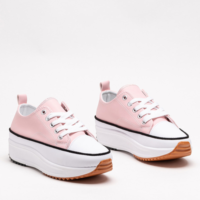 Hellrosa Damen-Sportschuhe a'la Turnschuhe Tenemika aus Kunstleder - Schuhe