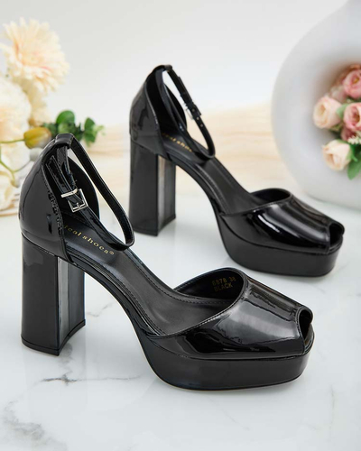 Royalfashion Damen Lefeyoa lackierte Pfostensandalen
