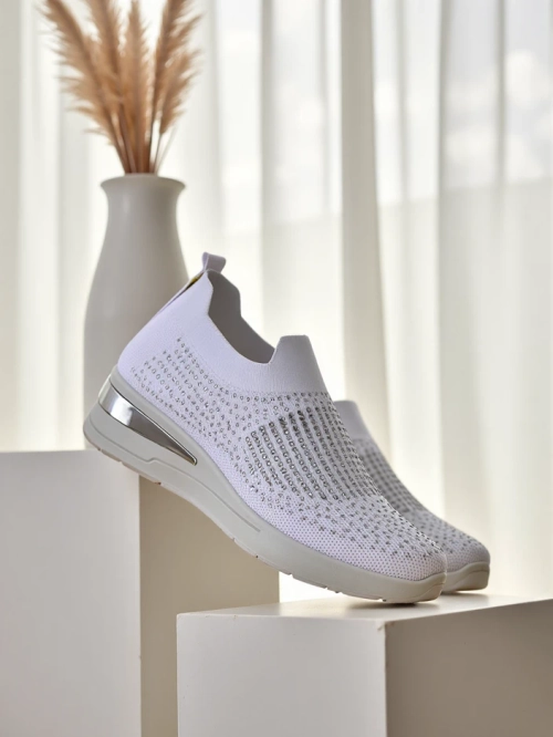 Королівська мода Жіночі снікери на платформі зі стразами Qelavise