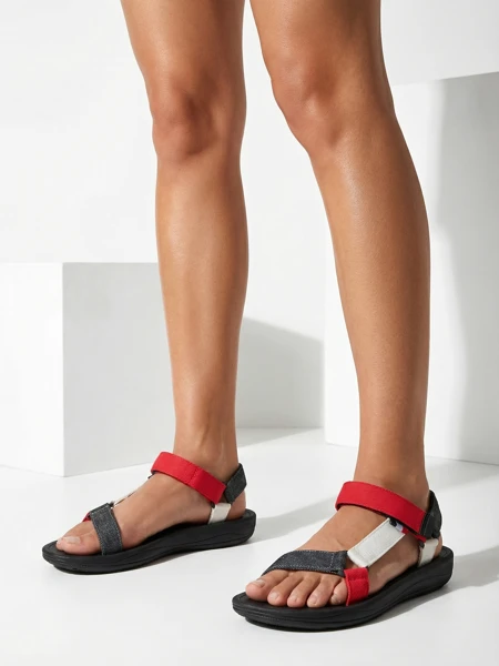 Luna Damen Sandalen Rot-Schwarz Synthetisch für den Sommer