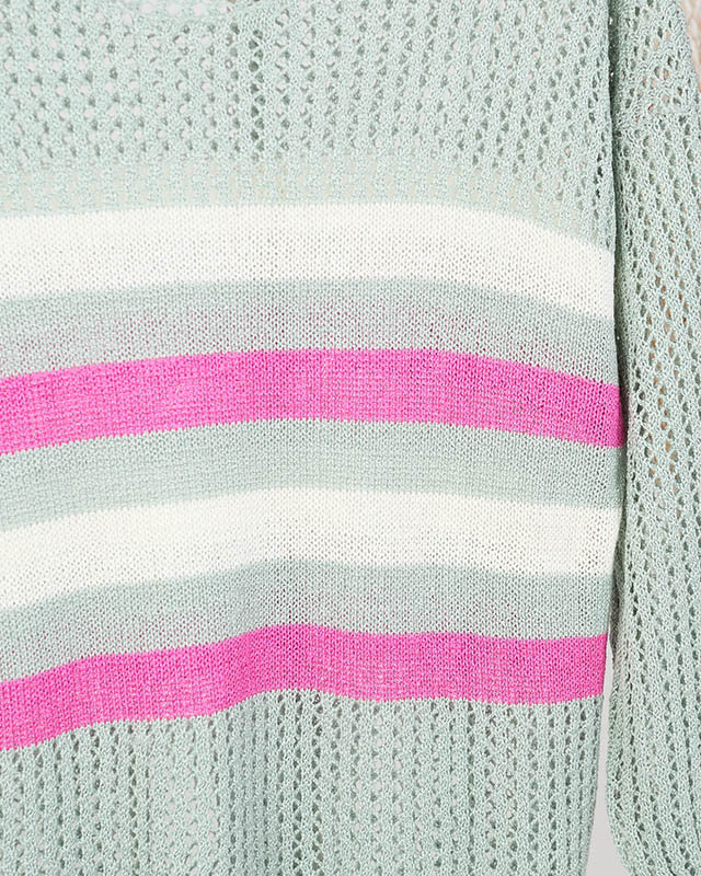 Grün gestreifter Damenpullover - Kleidung