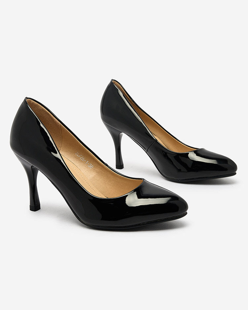 Royalfashion Чорні лаковані човники на підборах Degonola