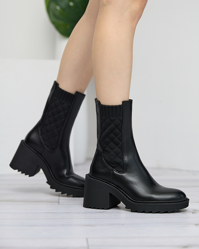 Recheo schwarze Damen-Stiefeletten mit hohem Absatz - Schuhe