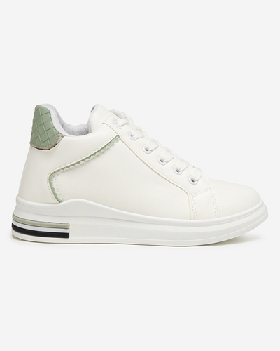 OUTLET Weiße und grüne Damen-Sneaker mit verstecktem Uksy-Keil - Schuhe