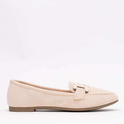 Жіночі еко-замшеві лофери світло-бежевого кольору Reiaka