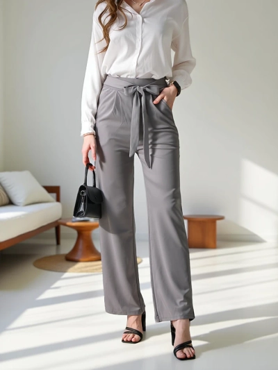 Royalfashion Weite Damenhose mit Gürtel