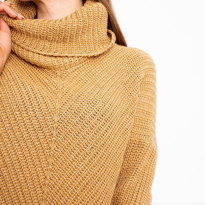 Hellbrauner Rollkragenpullover für Damen - Kleidung