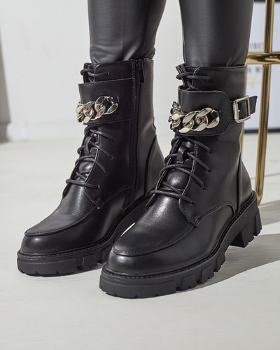 OUTLET Gewärmte schwarze Baggerstiefel für Damen Effpi- Footwear