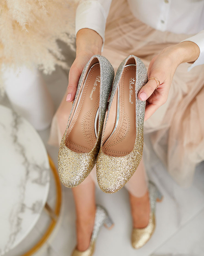 Royalfashion Silber-goldene Damen Yapunni Stiletto Pumps