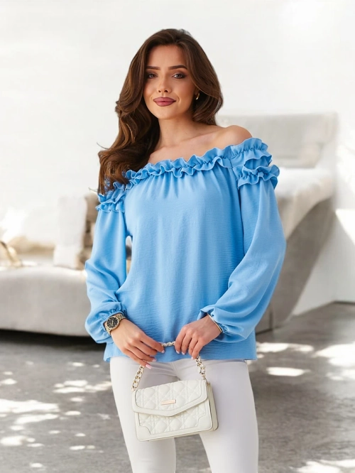Royalfashion Жіноча блуза по-іспанськи з рюшами
