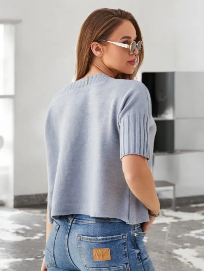 Royalfashion Damen Viskosepullover mit kurzen Ärmeln