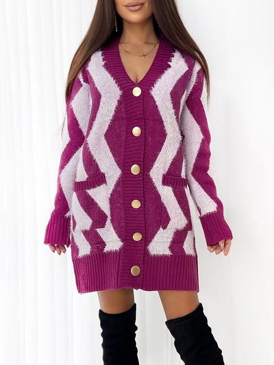 Светр на ґудзиках Royalfashion Koalt довгий картатий