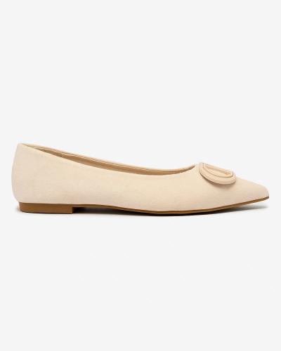 Royalfashion Beige Damen-Ballerinas mit spitzer Spitze und Verzierung auf der Nase Tidita