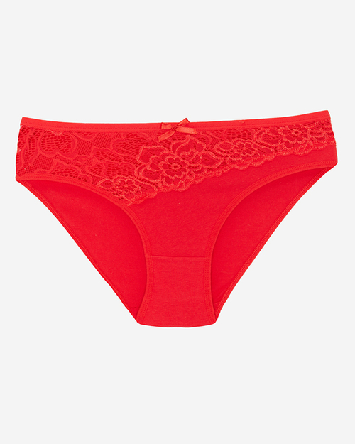 Червоні жіночі трусики з мереживом