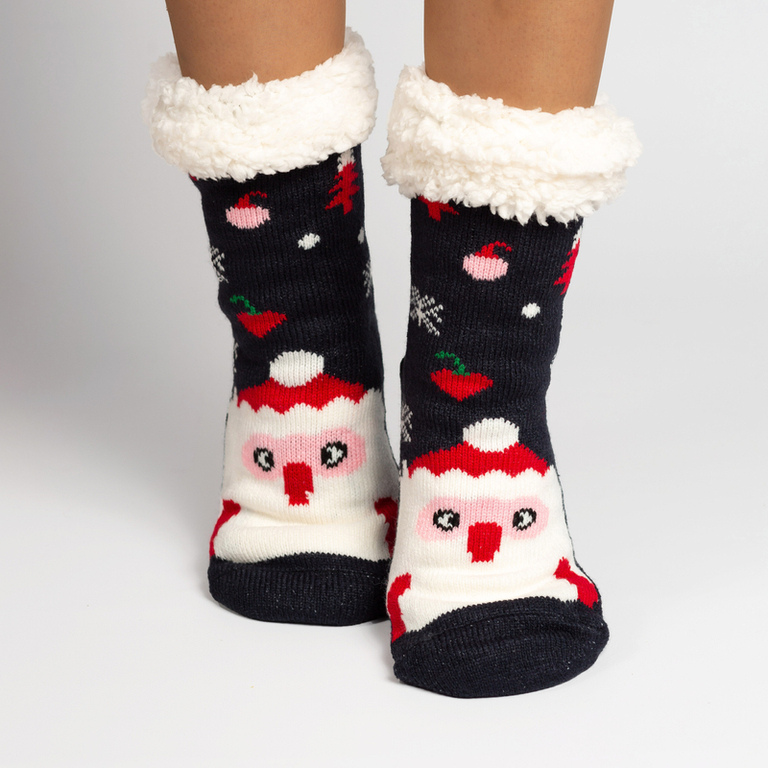 Marineblaue dicke Weihnachtssocken für Damen - Unterwäsche