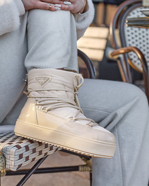 Royalfashion Damen-Schlupfstiefel a'la Schneestiefel in Beige Nevsone