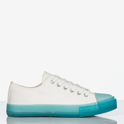 Weiße Damenschuhe mit blauer Sohle Turnschuh - Schuhe