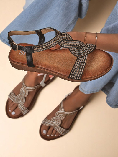 Royalfashion Damen Sandalen mit Zierriemchen Aria Shine