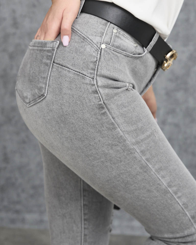 Damen Röhrenjeans in Grau- Kleidung