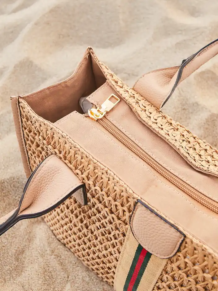 Royalfashion Große Strohtasche für Frauen im Sommerhandtaschenstil