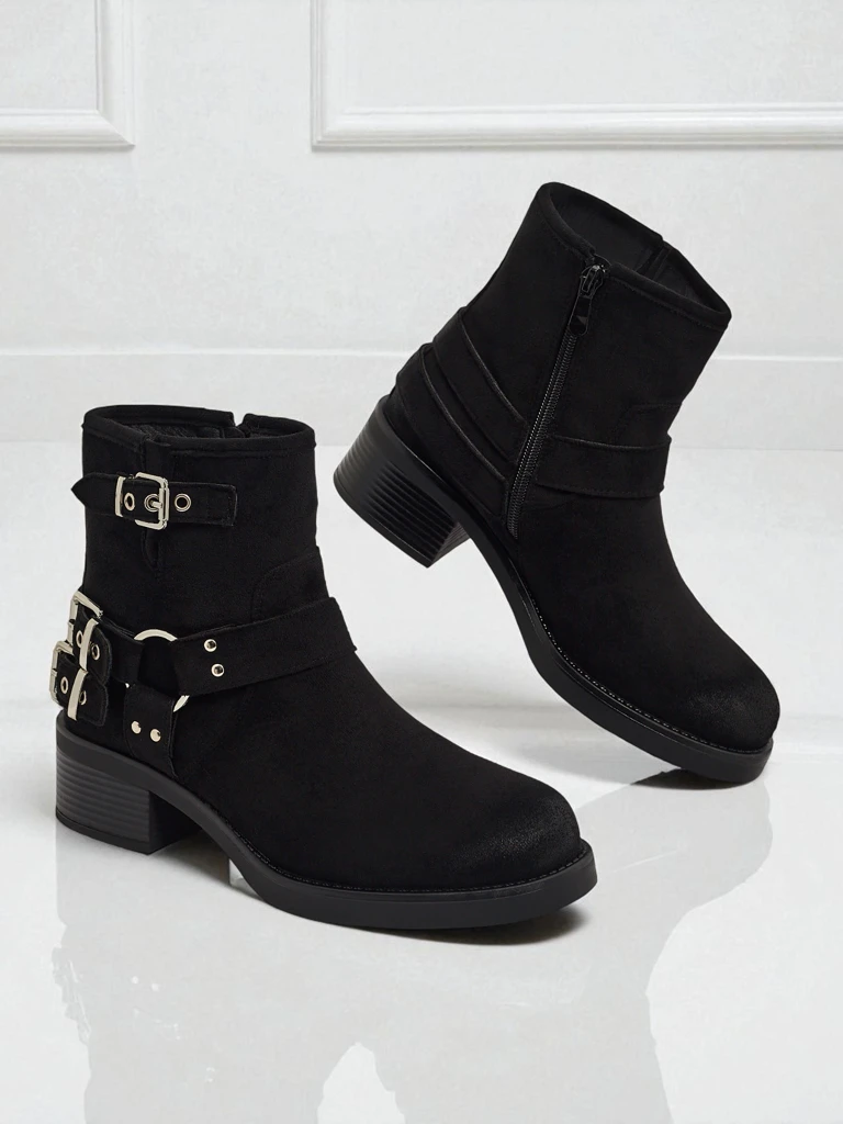 Damenstiefeletten aus Öko-Wildleder mit Schnallen Valtos