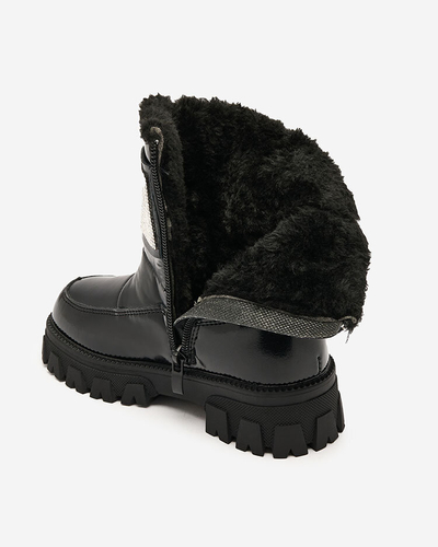 Royalfashion Schwarz Kinderschuhe a'la Schneestiefel Fesifa