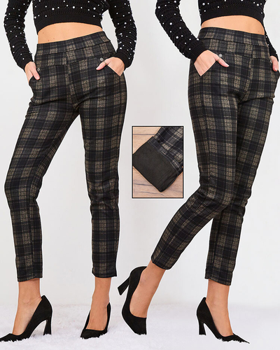Royalfashion Grau-braune isolierte Karo-Treggings für Damen