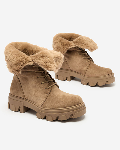 Royalfashion Hellbraune Damen-Schnürstiefel Cavenma