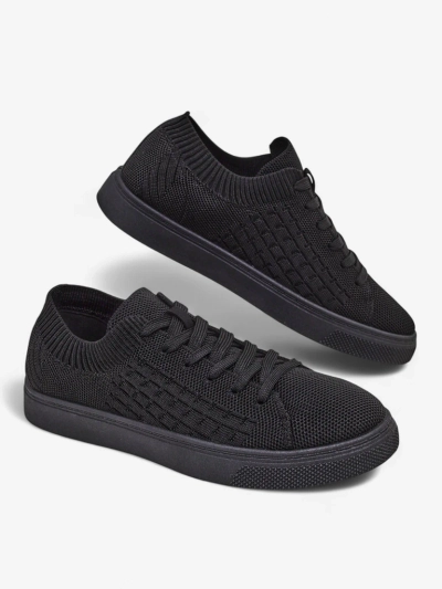 Royalfashion Demetra – schwarze Damen-Sneakers aus Stoff mit flacher Sohle