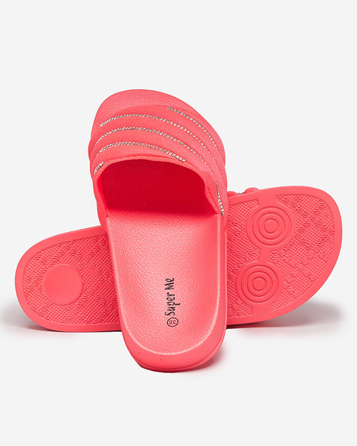 OUTLET Коралові жіночі тапочки з фіанітами Mytaris - Взуття