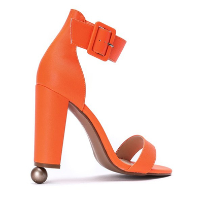 Orange neonfarbene Pfostensandalen mit Schließe Katiea - Schuhe