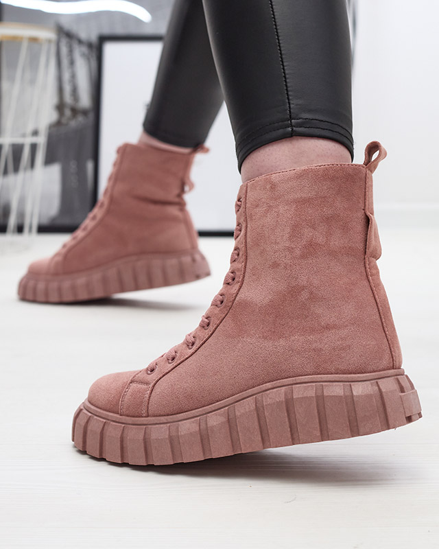 Rosa Damenstiefel aus Öko-Wildleder Alolu- Footwear