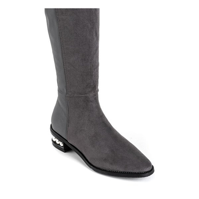 Graue Overknee-Stiefel mit verziertem Absatz La Perla - Schuhe