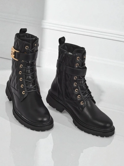 Gesteppte Damen Stiefeletten aus ökologischem Leder Sable Rose