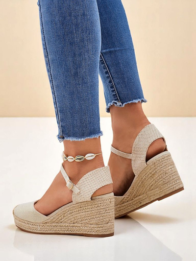 Damen Keilsandaletten Callista Royalfashion beige Öko-Leder