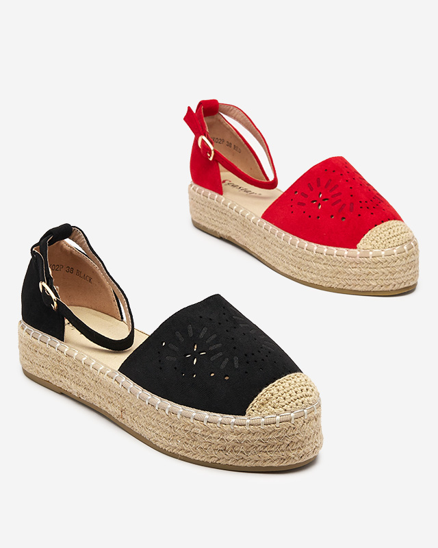 Rote durchbrochene Sandalen für Damen a'la espadrilles Tiseria - Schuhe