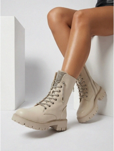 Öko-Leder Schnürstiefeletten Damen Farly