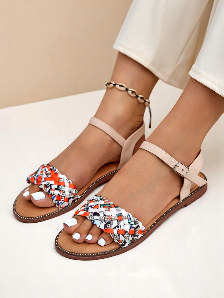 Royalfashion Damen Sandalen mit flacher Sohle ColorStrap