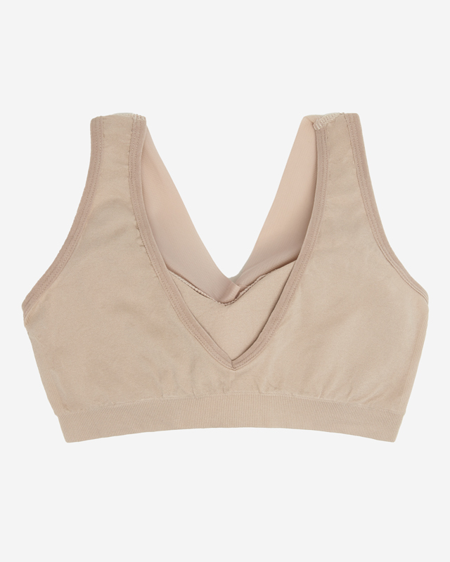 Beige Damen-Sport-BH mit breiten Trägern - Unterwäsche