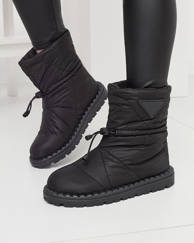 Schwarze gesteppte Damen-Schneestiefel mit flacher Sohle Ferri - Footwear