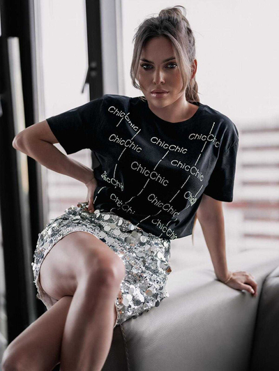 Royalfashion Damen-T-Shirt mit Zirkonen